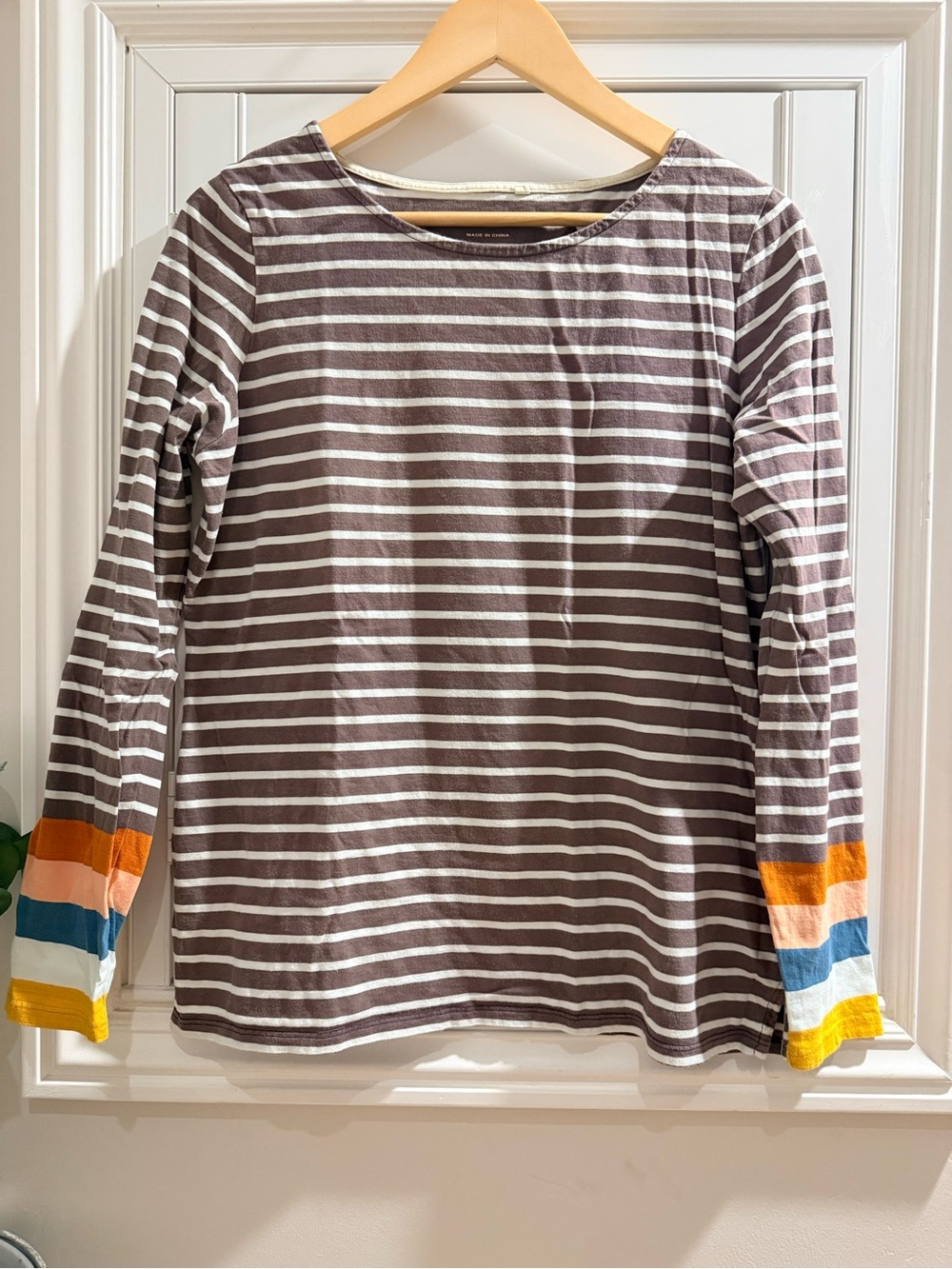 Boden Striped Long-Sleeve Top - Size 12 - Picture 2 of 4